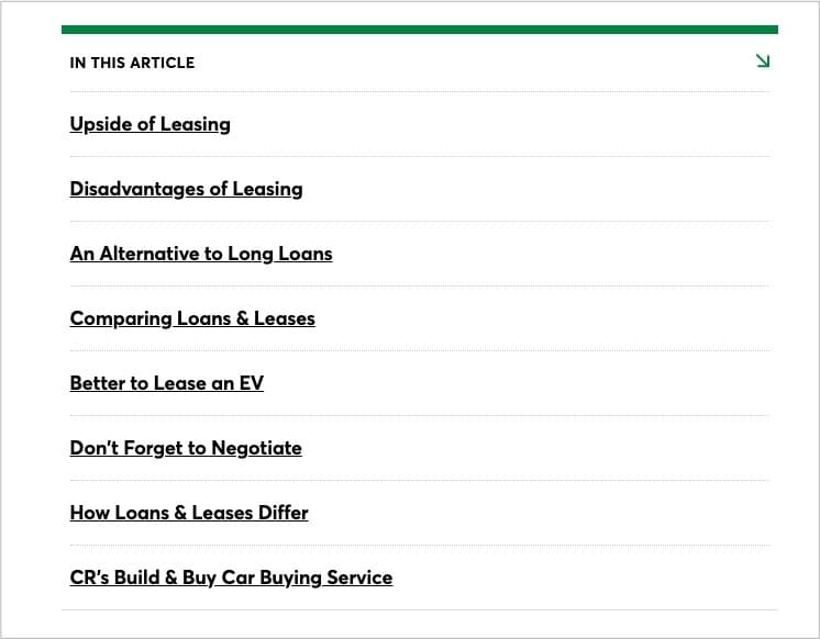 An image showing a table of contents, which shows relevant keywords.