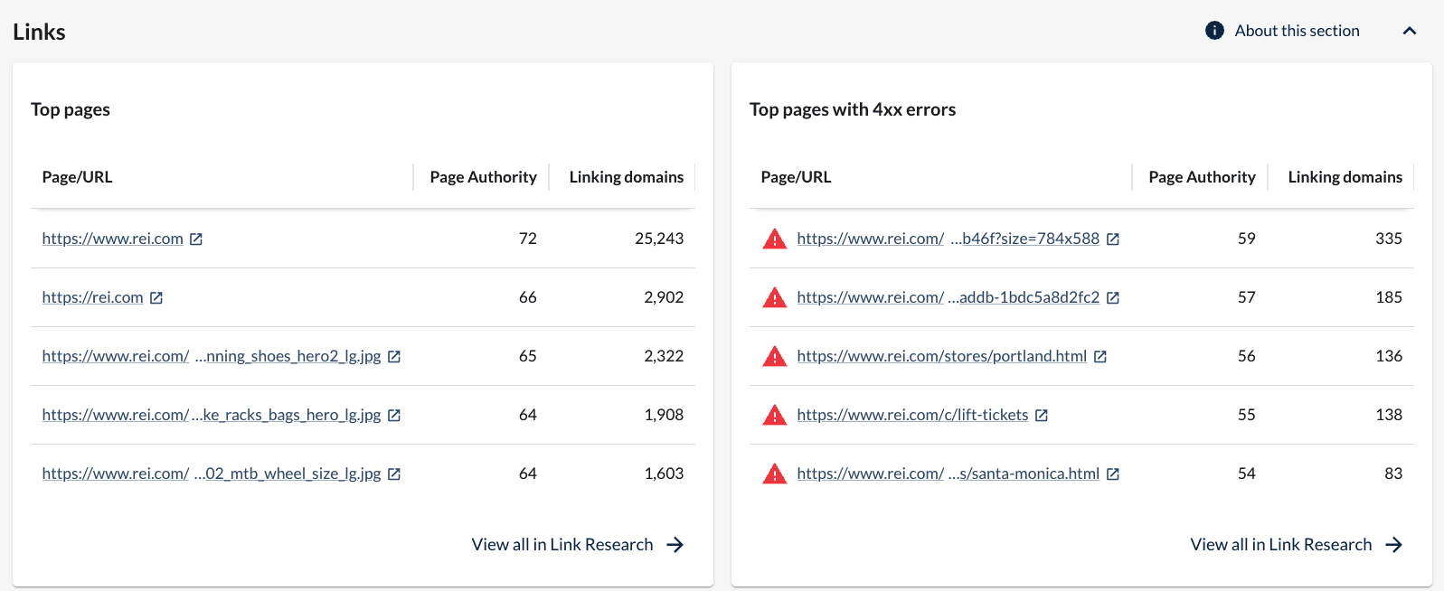 domain overview moz