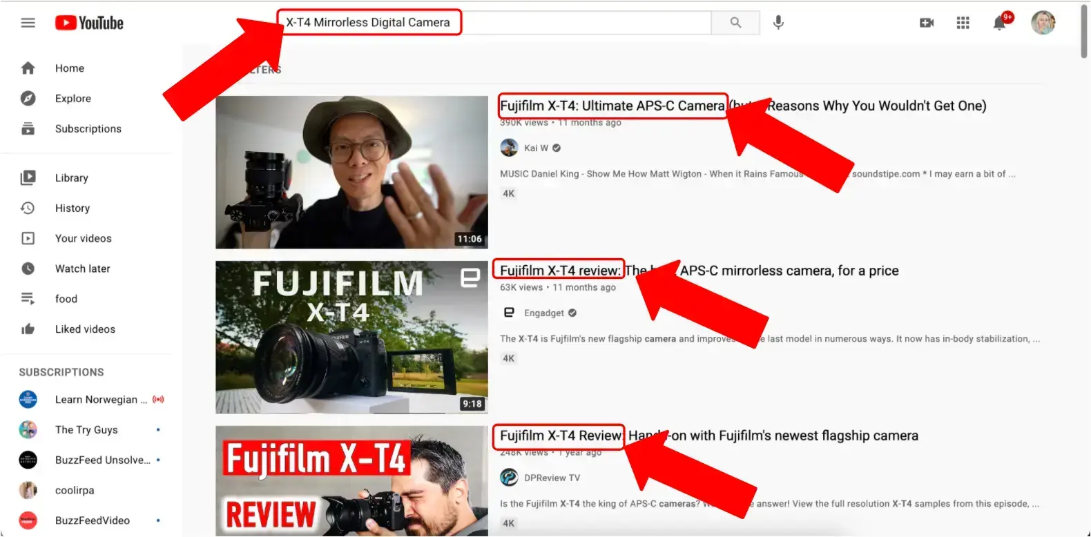 youtube search results example