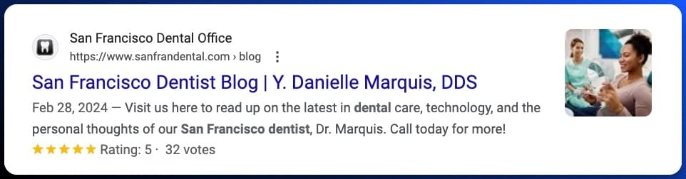 A screenshot of a search result that includes review stars below the listing.