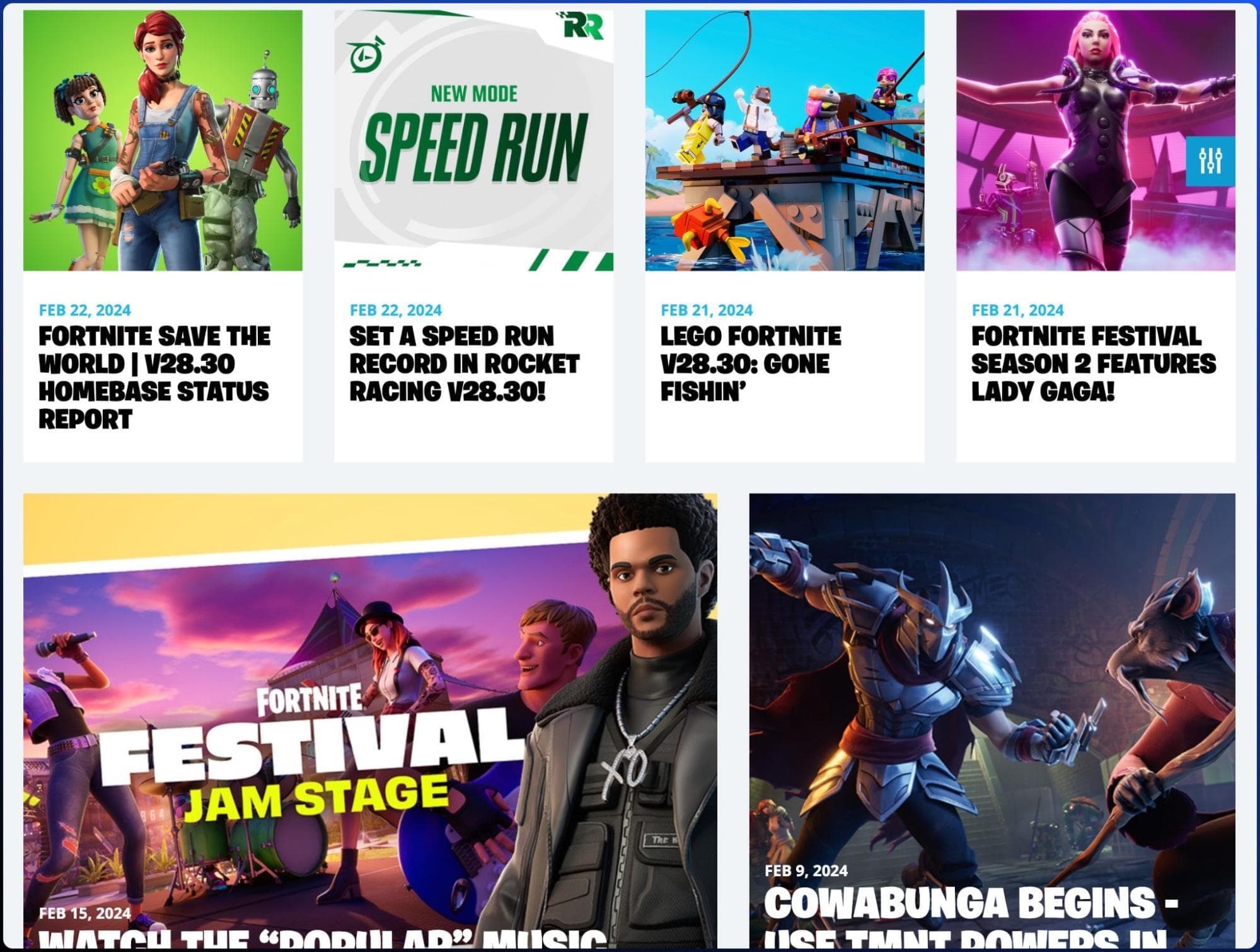 A screenshot of the partnerships on the website for Fortnite.