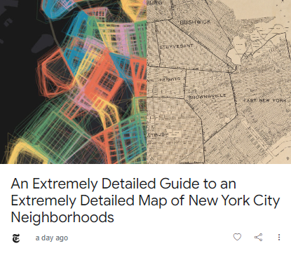An example of content in my Discover feed, which makes sense given that I live in New York City and love NYC-themed content