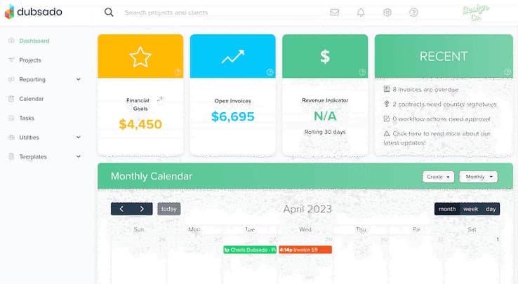 dubsado's client onboarding dashboard