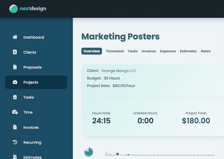 Clientary's billable hours invoice dashboard