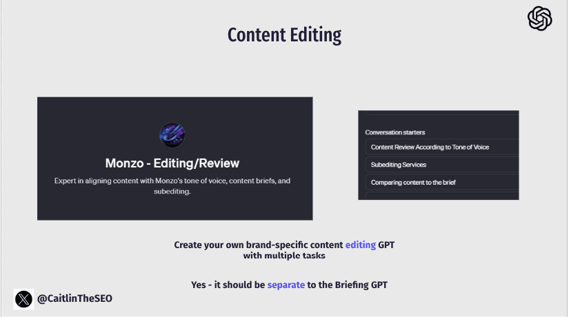 Monzo Editing GPT interface