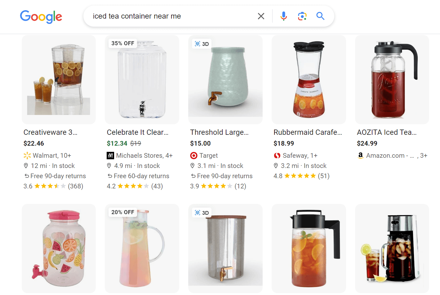 Google product grid