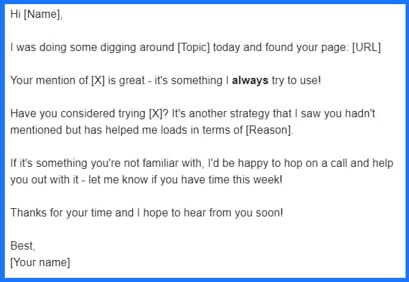 Outreach email template utilizing The Teammate Technique