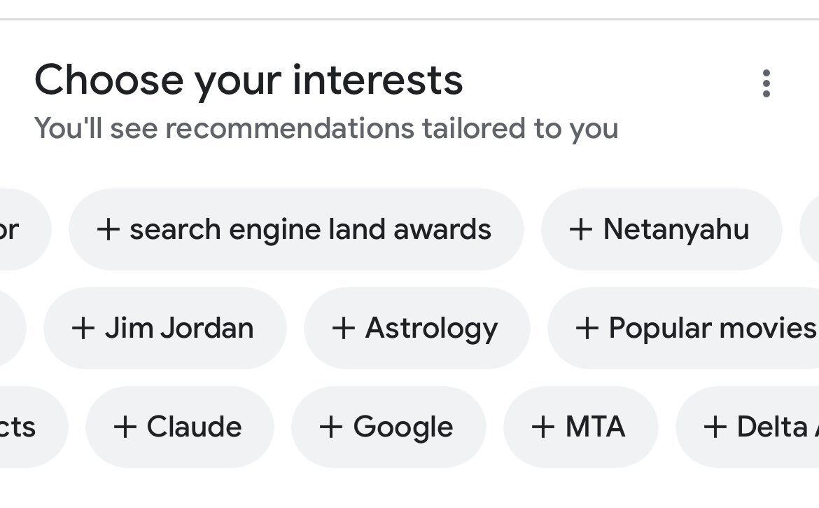 The ability to add certain interests or publications in Discover