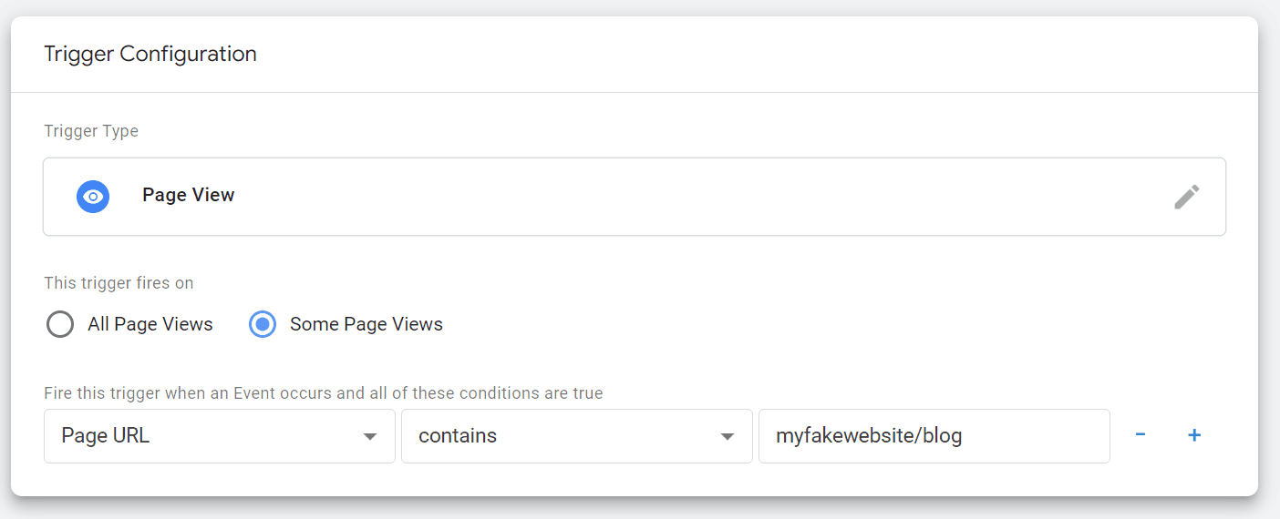 Trigger configuration menu in Google Tag Manager.