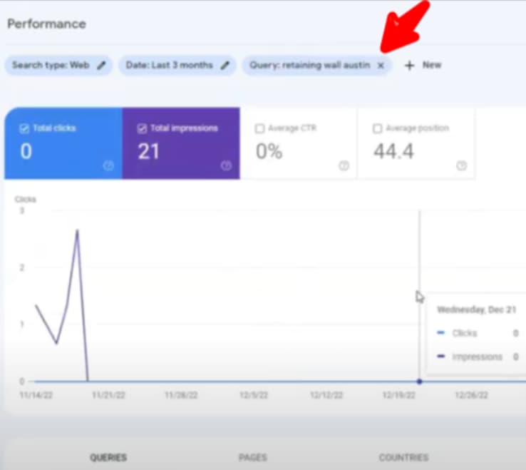 Google Search Console custom query filter