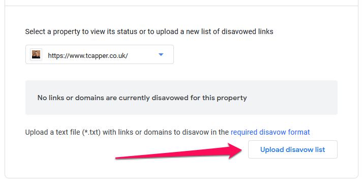 Upload disavow file