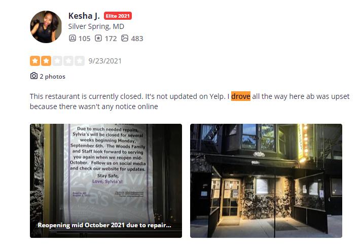 Two star review for restaurant that is closed.
