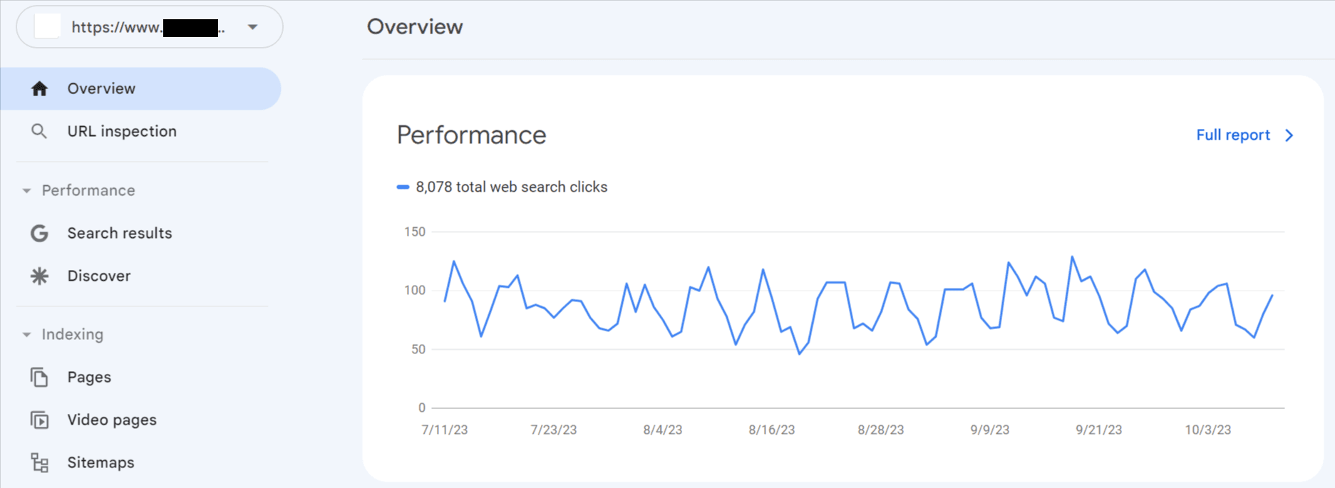 Overview screen in Google Search Console.