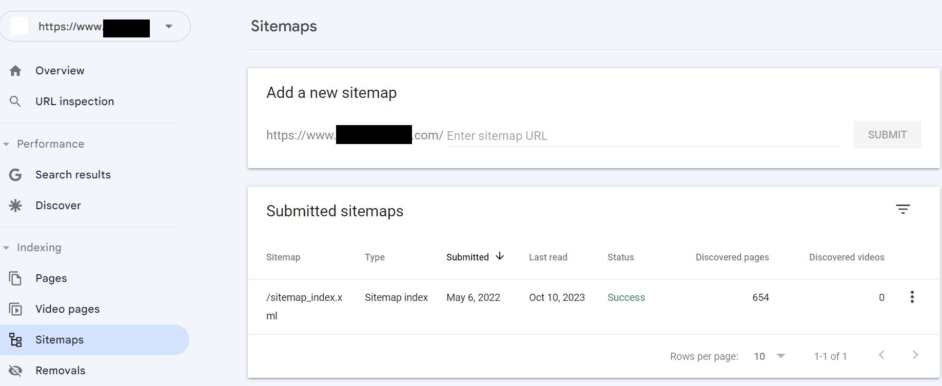 Sitemap submission tool in Google Search Console.