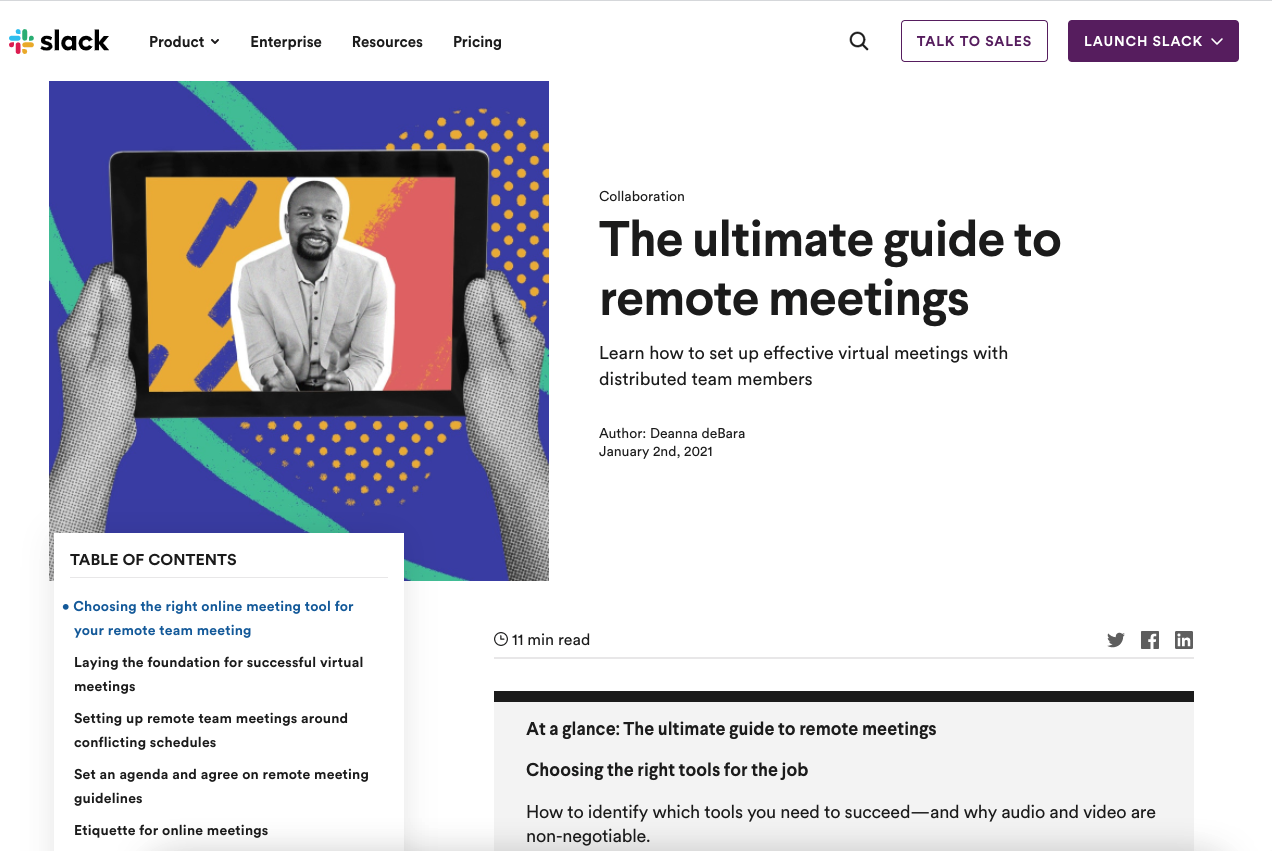 Slack's 'The Ultimate Guide to Remote Meetings'.