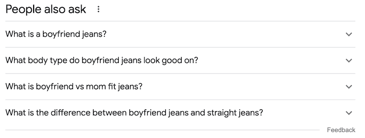 Screenshot of Google's People Also Ask feature