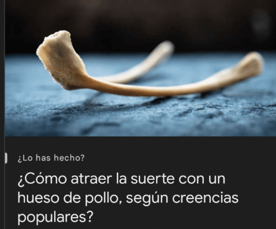 Article published in Argentina. Headline translation: "How to attract luck with a chicken bone, according to popular beliefs?"
