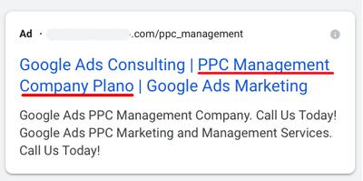 Expanded text ad for Google Ads Consulting.