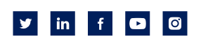 Social icons for Twitter, LinkedIn, Facebook, YouTube and Instagram.