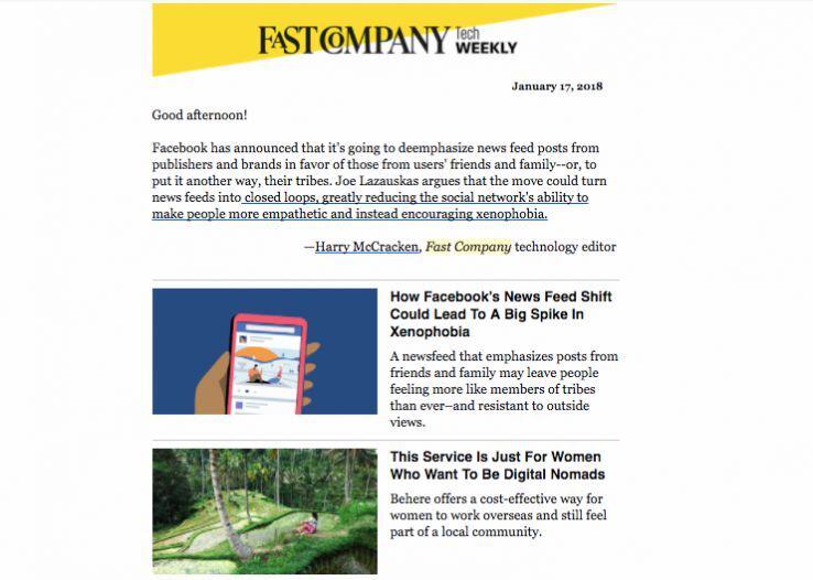 Tech weekly email from Fast Company.