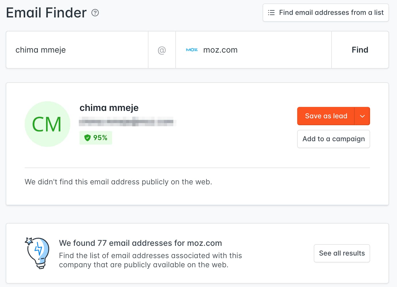Find valid email addresses to contact