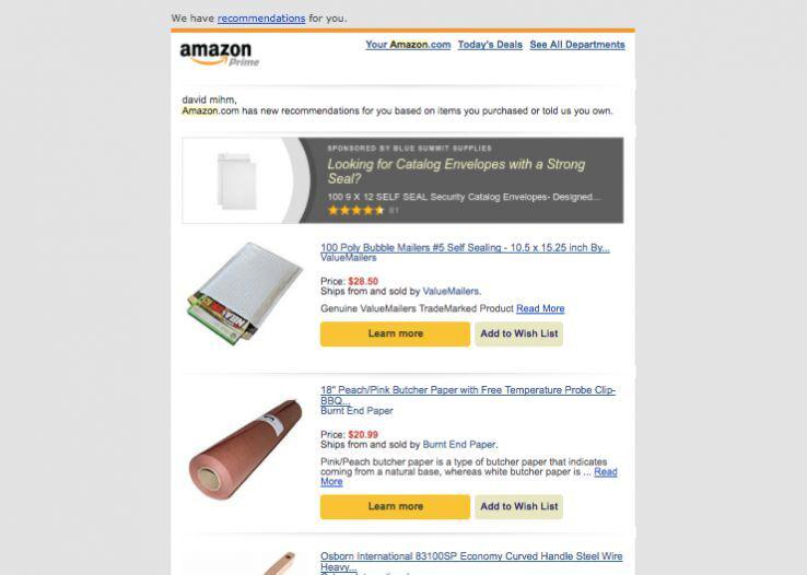 Mobile-first template email from Amazon Prime.