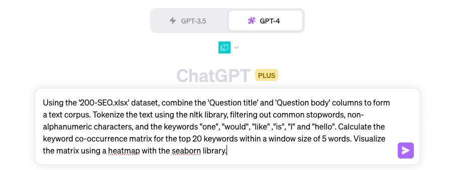 A screenshot displaying the prompt to create a treemap, entered in ChatGPT with the Noteable plugin activated.