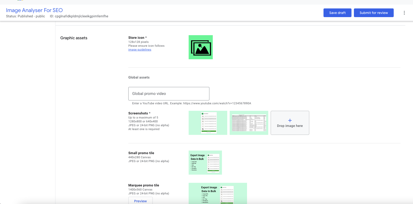 Promotional materials for your Chrome extensions