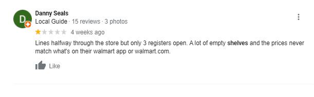 Walmart review from a local guide called Danny Seals.