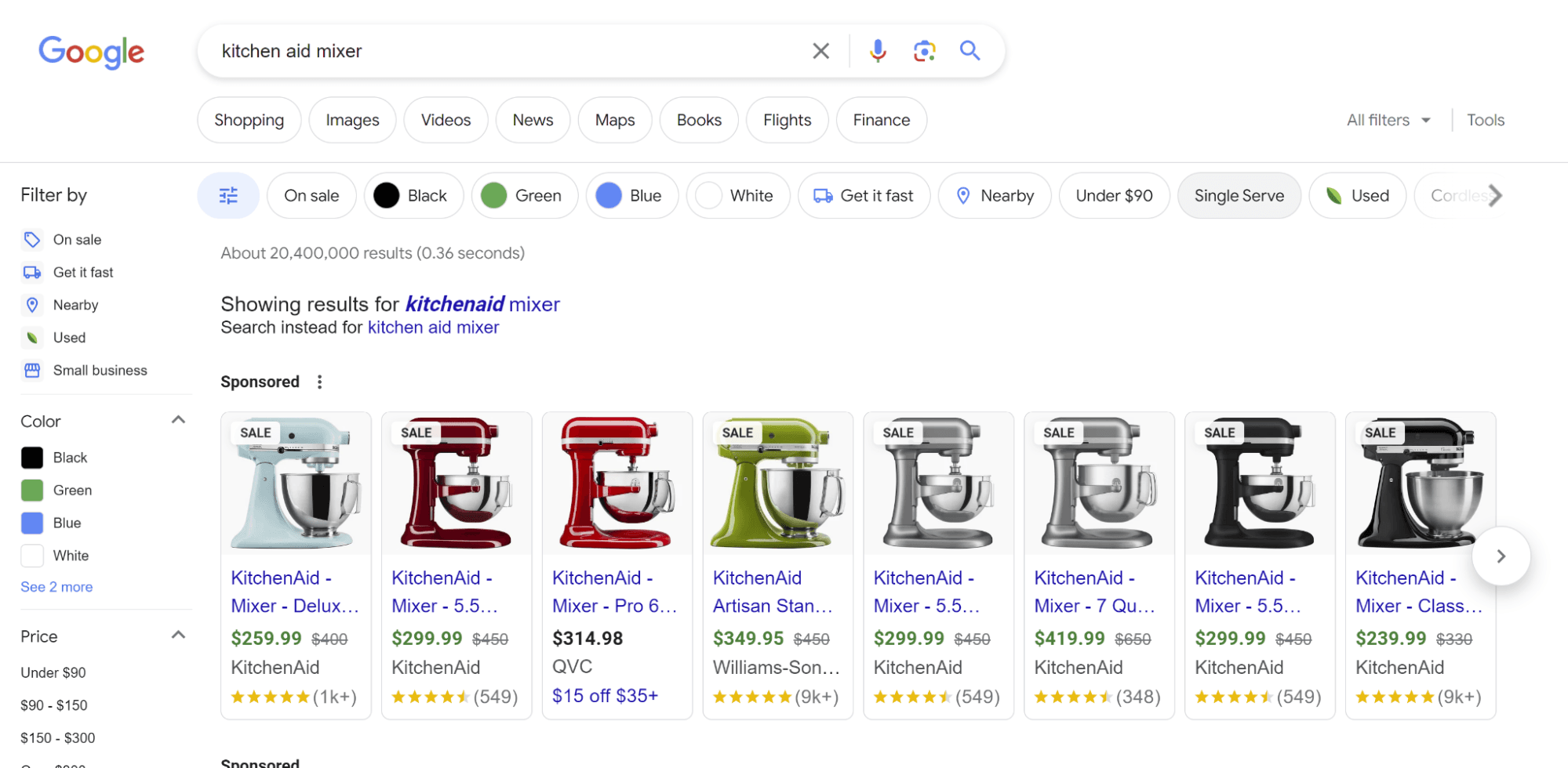 Image carousels typically have a slider button via which the user can scroll sideways through the result