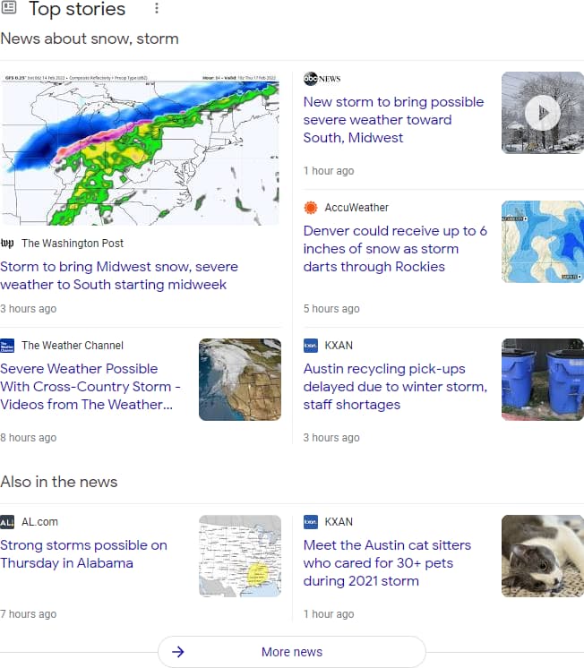 google top stories results