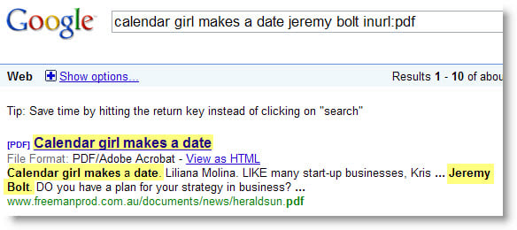 PDF indexed shows up in the SERPs