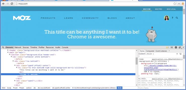 rewriting html in chrome