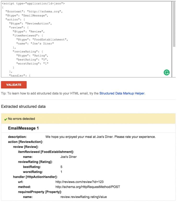 email markup tester